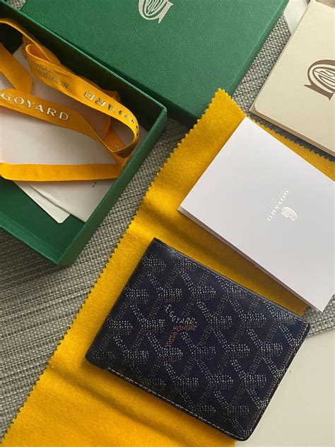 navy Goyard wallet